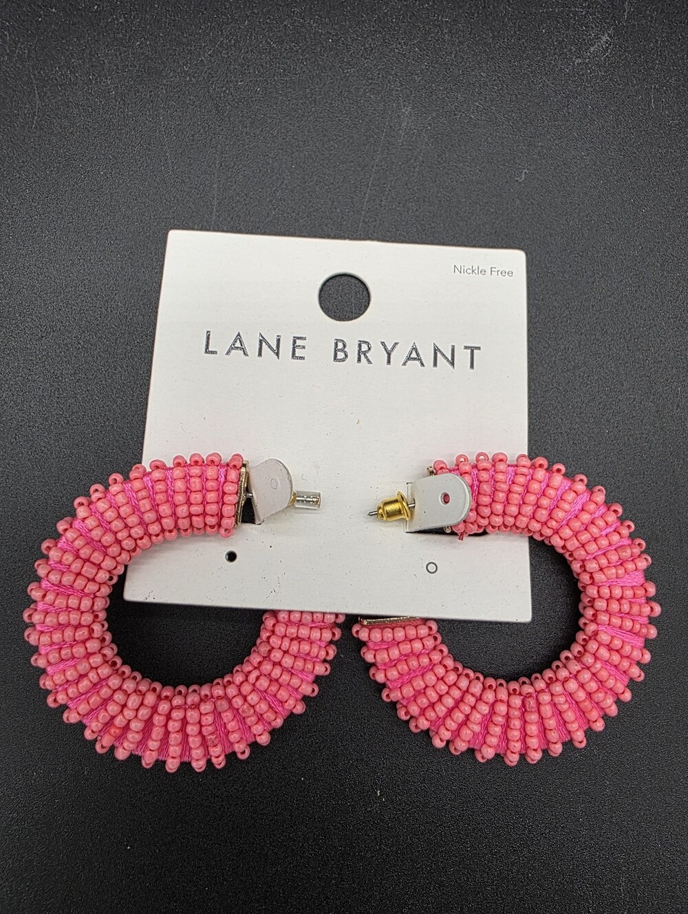 Lane Bryant Coral Pink Seed-Bead Hoop Earrings